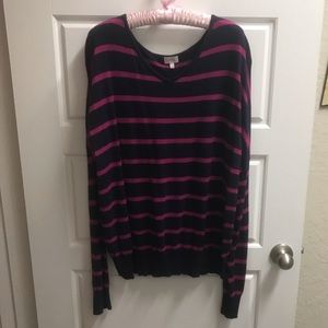 Navy blue and pink stripe sweater